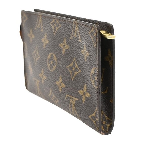 LOUIS VUITTON Logo BUCKET PM Pouch Bag Monogram Leather Brown France - Picture 3 of 5